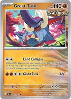 Preview image for the Great Tusk - 097/162 single card  for the collectable card game Pokemon.