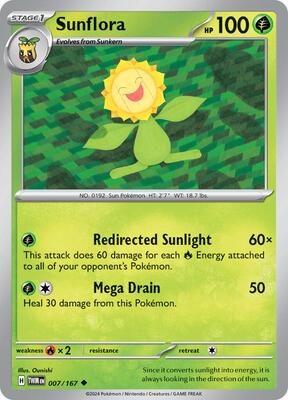 Preview image for the Sunflora - 007/167 single card  for the collectable card game Pokemon.