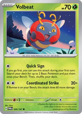 Preview image for the Volbeat single card  for the collectable card game Pokemon.