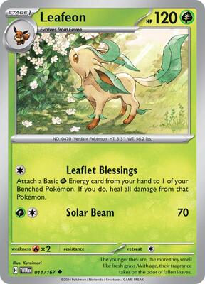Preview image for the Leafeon single card for the collectable card game Pokemon.