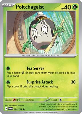 Preview image for the Poltchageist - 021/167 single card for the collectable card game Pokemon.
