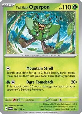 Preview image for the Teal Mask Ogerpon single card for the collectable card game Pokemon.