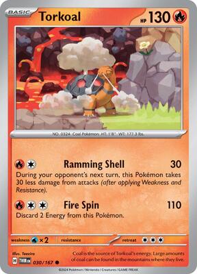 Preview image for the Torkoal - 030/167 single card  for the collectable card game Pokemon.