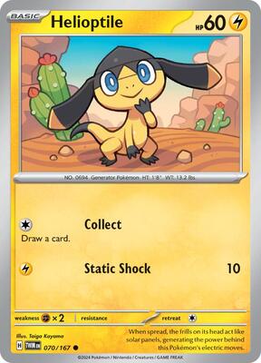 Preview image for the Helioptile single card  for the collectable card game Pokemon.