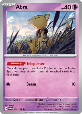 Preview image for the Abra single card for the collectable card game Pokemon.