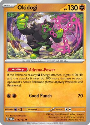 Preview image for the Okidogi single card for the collectable card game Pokemon.