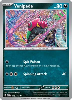 Preview image for the Venipede single card  for the collectable card game Pokemon.