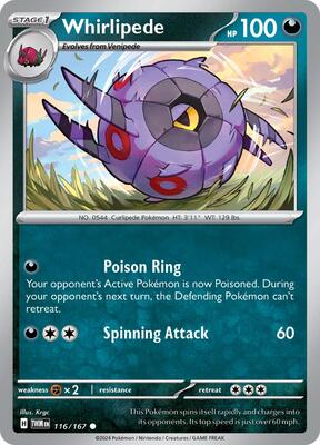 Preview image for the Whirlipede single card  for the collectable card game Pokemon.