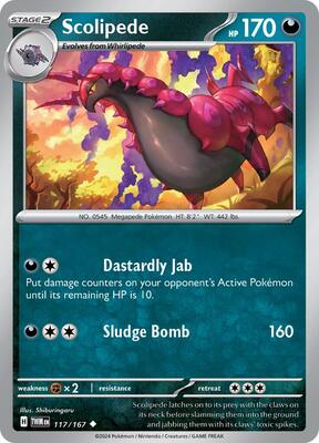 Preview image for the Scolipede single card  for the collectable card game Pokemon.