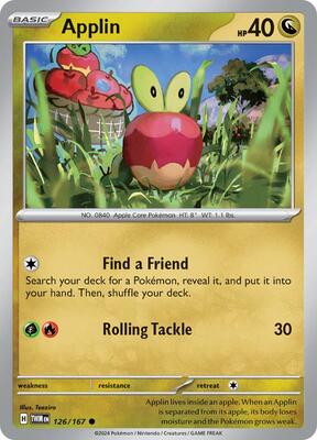 Preview image for the Applin - 126/167 single card for the collectable card game Pokemon.