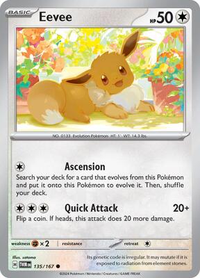 Preview image for the Eevee - 135/167 single card  for the collectable card game Pokemon.