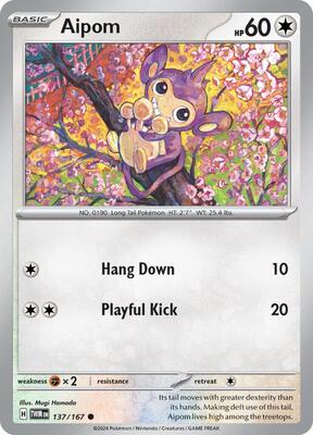Preview image for the Aipom single card  for the collectable card game Pokemon.