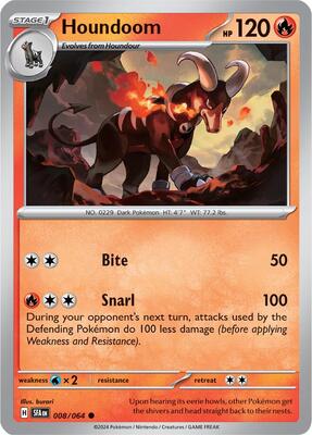 Preview image for the Houndoom - 008/064 single card for the collectable card game Pokemon.