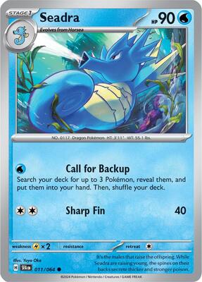 Preview image for the Seadra single card for the collectable card game Pokemon.
