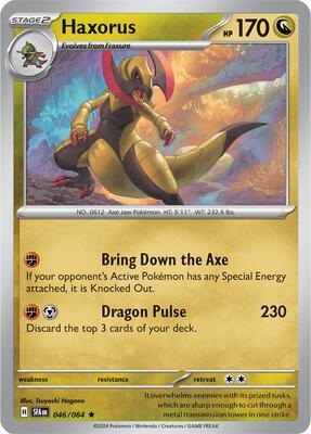 Preview image for the Haxorus single card for the collectable card game Pokemon.