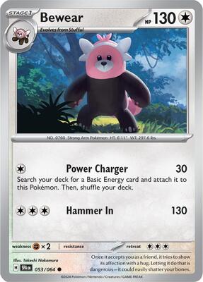 Preview image for the Bewear - 053/064 single card for the collectable card game Pokemon.