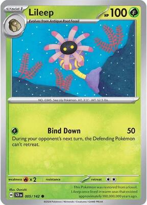 Preview image for the Lileep - 005/142 single card for the collectable card game Pokemon.