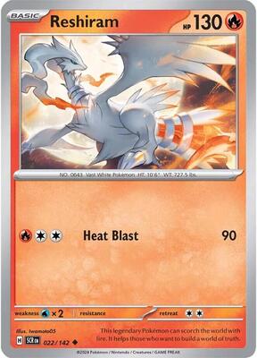 Preview image for the Reshiram single card for the collectable card game Pokemon.