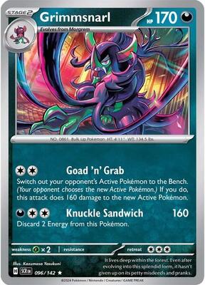 Preview image for the Grimmsnarl single card for the collectable card game Pokemon.