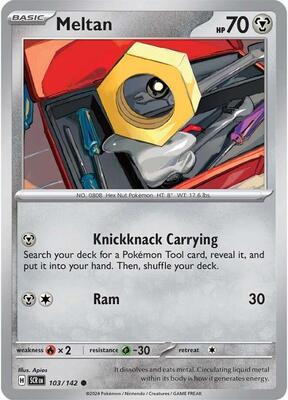 Preview image for the Meltan - 103/142 single card for the collectable card game Pokemon.