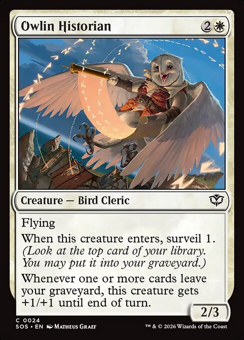 Preview image for the Owlin Historian single card for the collectable card game Magic: The Gathering.