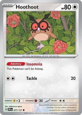 Preview image for the Hoothoot single card  for the collectable card game Pokemon.