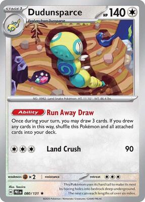 Preview image for the Dudunsparce single card  for the collectable card game Pokemon.