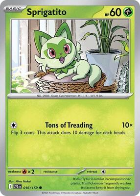 Preview image for the Sprigatito single card  for the collectable card game Pokemon.