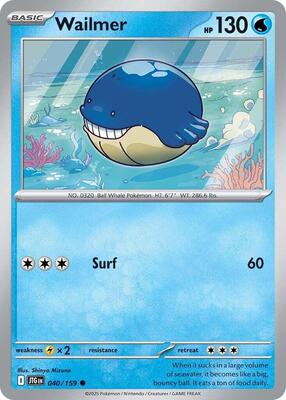 Preview image for the Wailmer single card  for the collectable card game Pokemon.