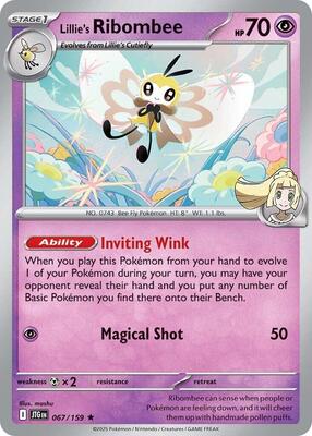 Preview image for the Lillie's Ribombee - 067/159 single card  for the collectable card game Pokemon.