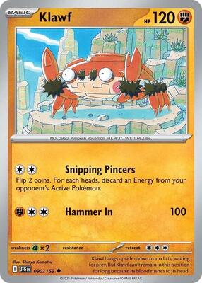 Preview image for the Klawf single card for the collectable card game Pokemon.