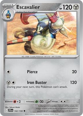 Preview image for the Escavalier single card  for the collectable card game Pokemon.