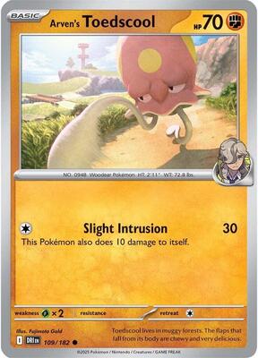 Preview image for the Arven's Toedscool single card  for the collectable card game Pokemon.