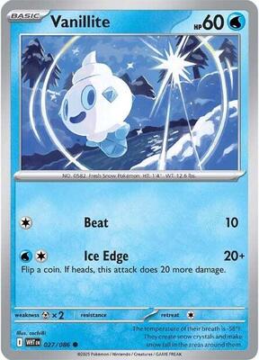 Preview image for the Vanillite single card  for the collectable card game Pokemon.