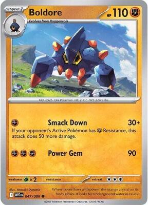 Preview image for the Boldore single card  for the collectable card game Pokemon.