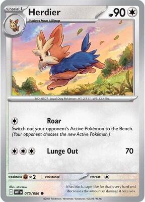 Preview image for the Herdier single card  for the collectable card game Pokemon.