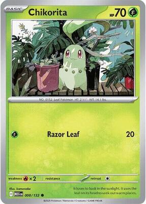 Preview image for the Chikorita single card  for the collectable card game Pokemon.