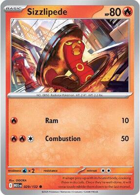 Preview image for the Sizzlipede single card  for the collectable card game Pokemon.