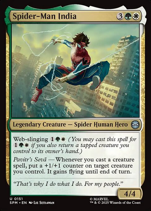 Preview image for the Spider-Man India single card for the collectable card game Magic: The Gathering.