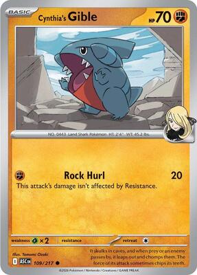 Preview image for the Cynthia's Gible single card  for the collectable card game Pokemon.