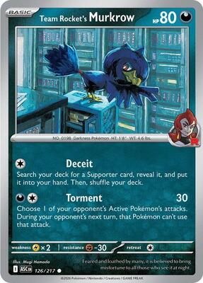Preview image for the Team Rocket's Murkrow single card  for the collectable card game Pokemon.