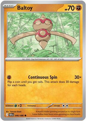Preview image for the Baltoy single card  for the collectable card game Pokemon.