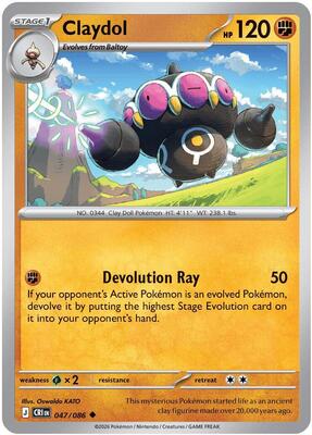 Preview image for the Claydol - 047/086 single card for the collectable card game Pokemon.