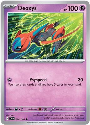 Preview image for the Deoxys - 034/086 single card  for the collectable card game Pokemon.