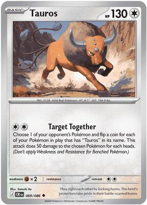 Preview image for the Tauros - 069/086 single card  for the collectable card game Pokemon.