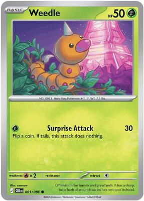 Preview image for the Weedle single card  for the collectable card game Pokemon.
