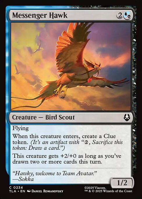 Preview image for the Messenger Hawk single card for the collectable card game Magic: The Gathering.