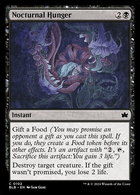 Preview image for the Nocturnal Hunger single card for the collectable card game Magic: The Gathering.