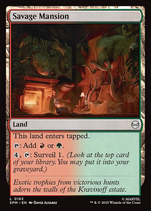Preview image for the Savage Mansion single card for the collectable card game Magic: The Gathering.