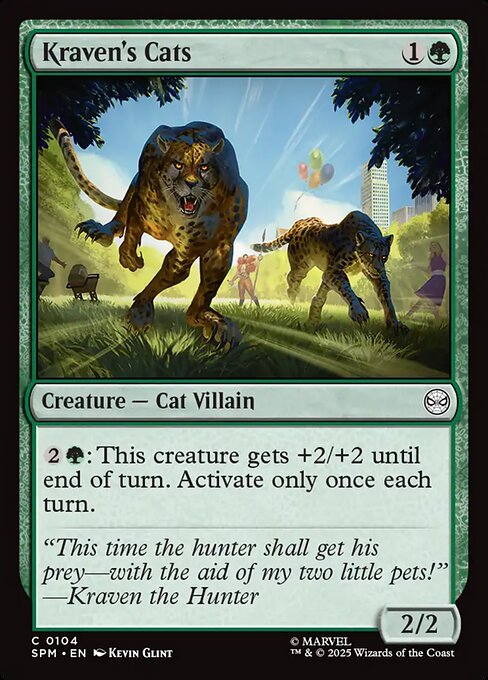 Preview image for the Kraven's Cats single card for the collectable card game Magic: The Gathering.